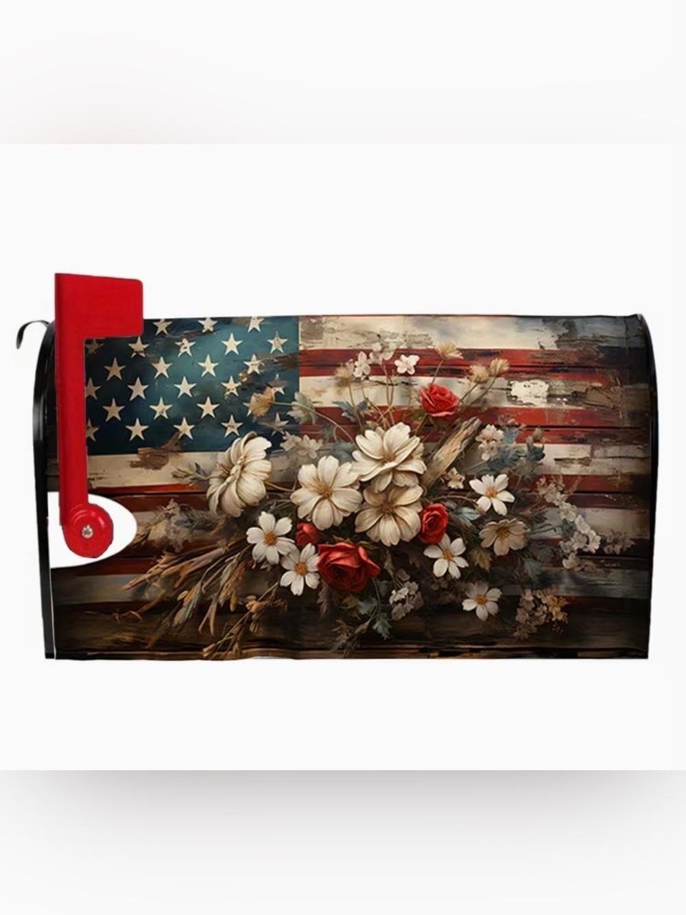 American Flag Patriotic Floral Mailbox Cover Outdoor Home Decor New